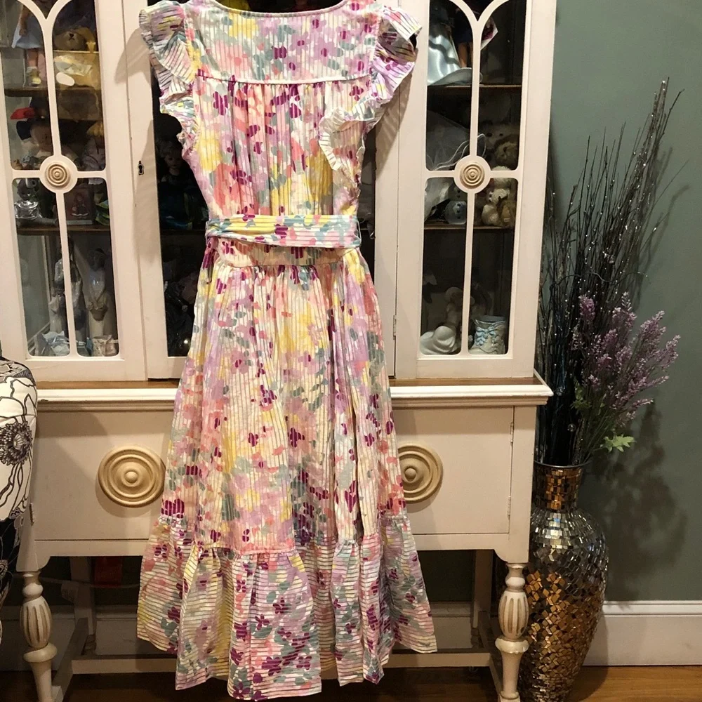 NWOT kate spade Pastel Floral Ruffle-Sleeve Dress in Multi pastel colors - Picture 7 of 14